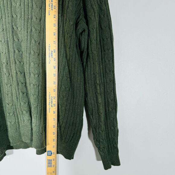Eddie Bauer Green 100% cotton braid knit detail men’s large tall - Picture 3 of 8